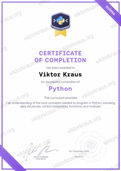 Náhled certifikátu Python